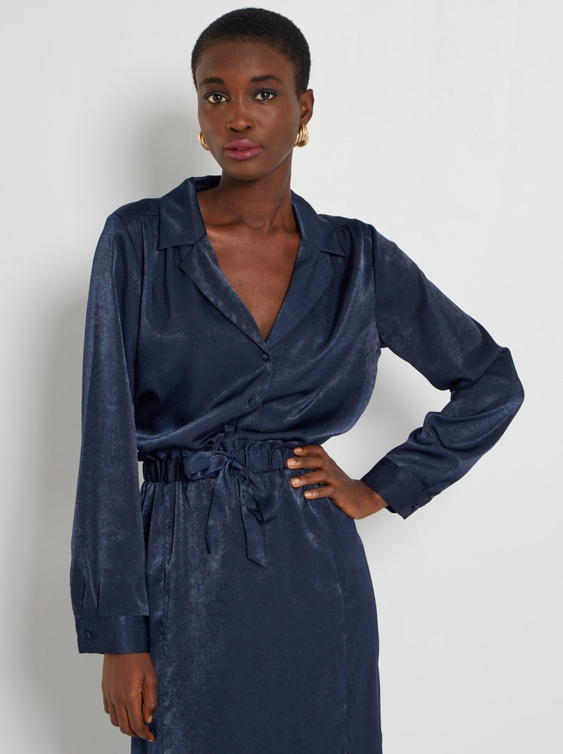 Camisa acetinada AZUL - Kiabi