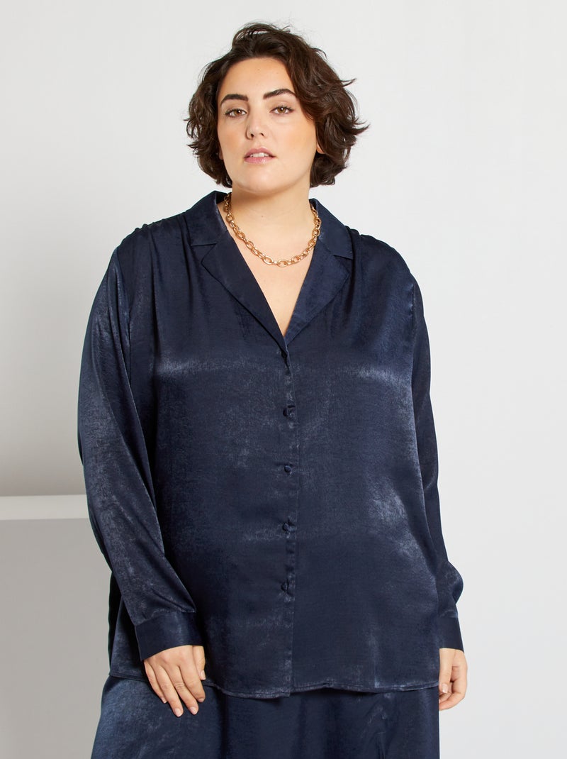 Camisa acetinada AZUL - Kiabi