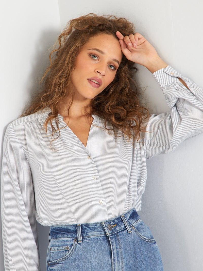 Camisa acetinada AZUL - Kiabi