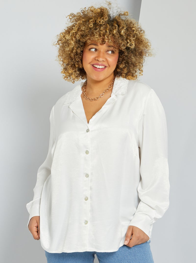 Camisa acetinada Branco - Kiabi