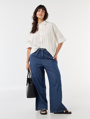 Camisa acetinada com botões estrela-do-mar