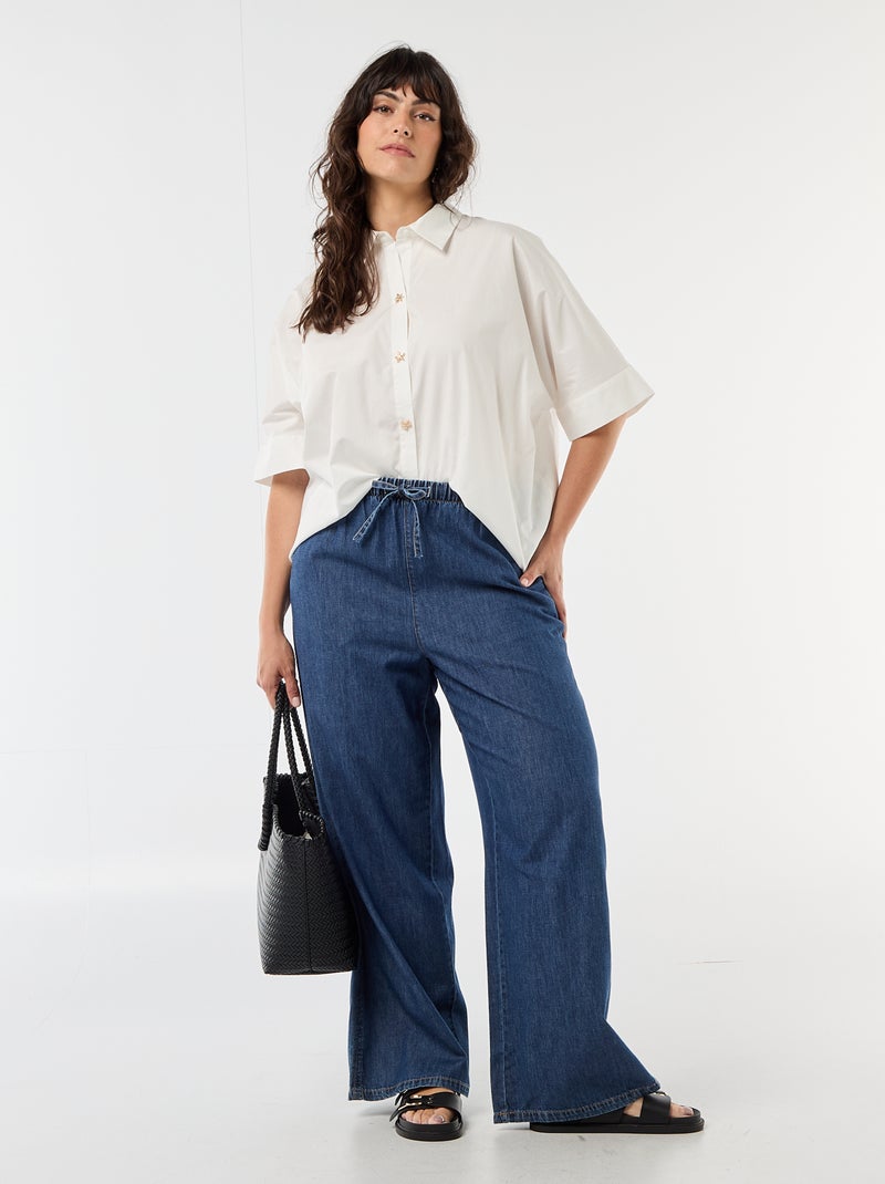 Camisa acetinada com botões estrela-do-mar Branco - Kiabi