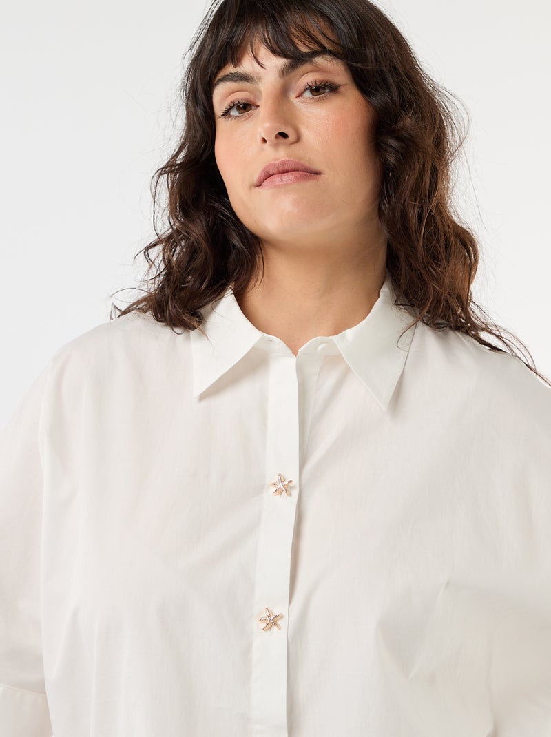 Camisa acetinada com botões estrela-do-mar Branco - Kiabi