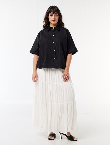 Camisa acetinada com botões estrela-do-mar