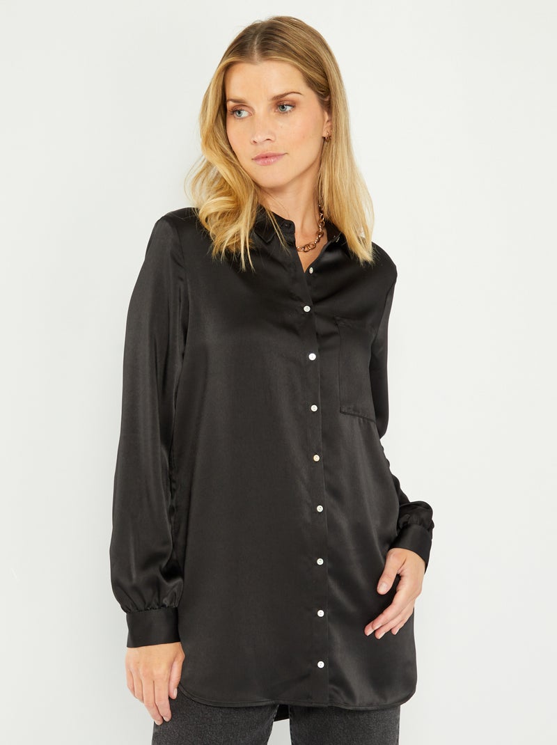 Camisa acetinada PRETO - Kiabi