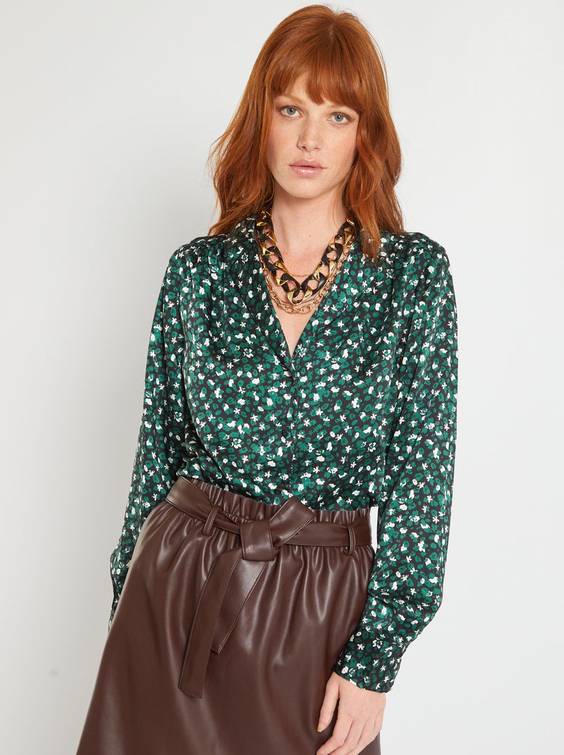 Camisa acetinada PRETO - Kiabi