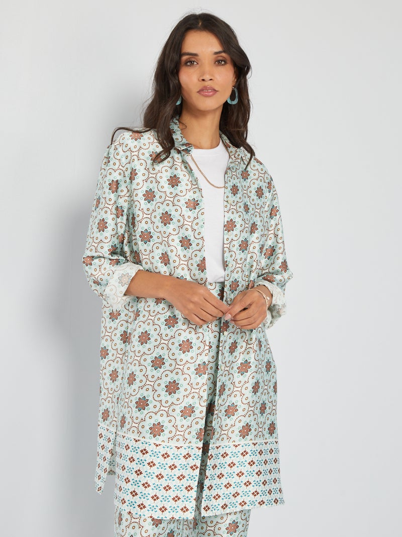 Camisa acetinada tipo mandala BRANCO - Kiabi