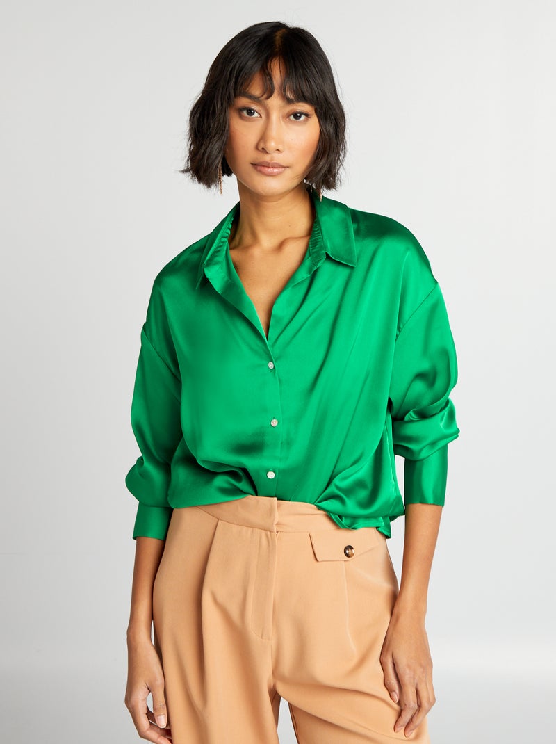 Camisa acetinada VERDE - Kiabi