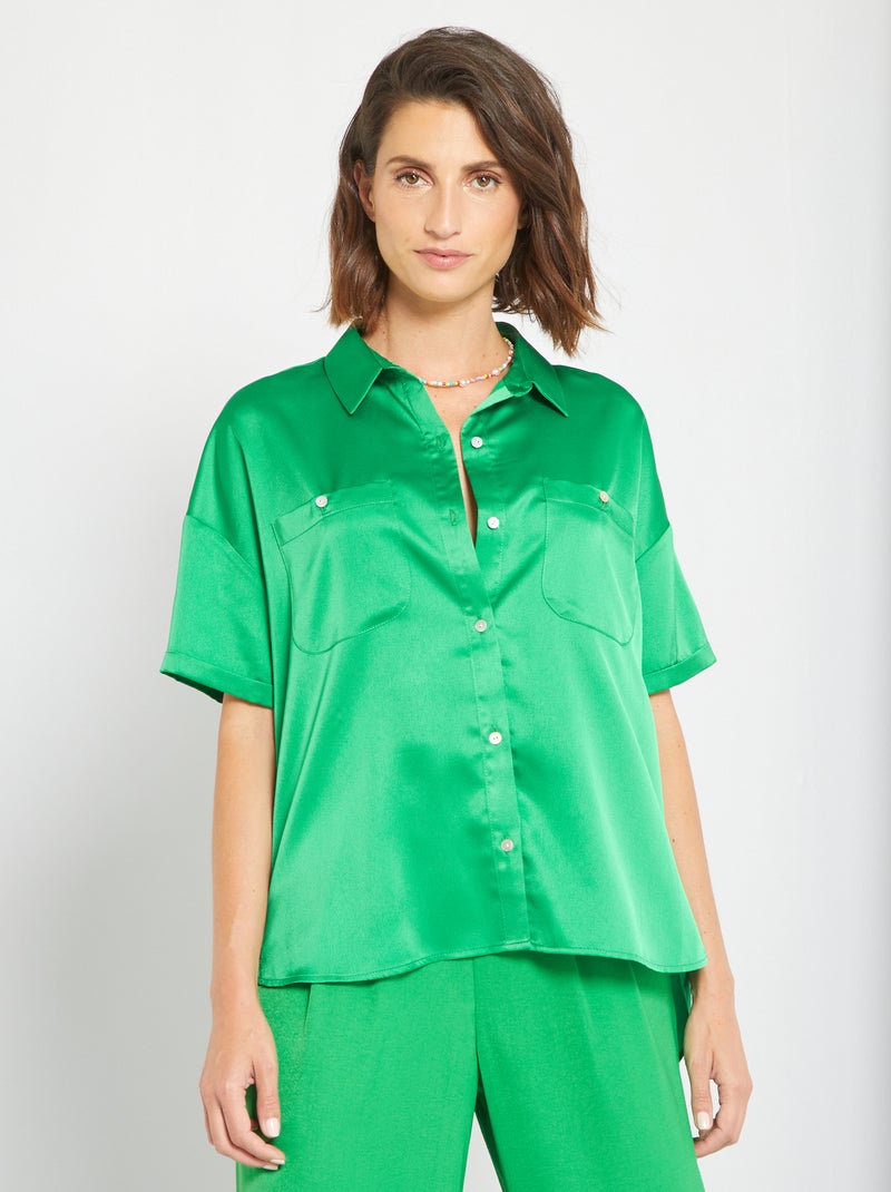 Camisa acetinada VERDE - Kiabi