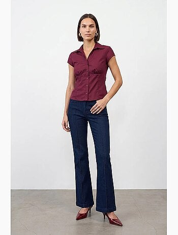 Camisa ajustada de popelina de algodão com detalhe de amarração dilvin