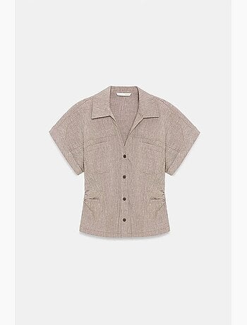 Camisa ajustada texturizada de manga curta dilvin