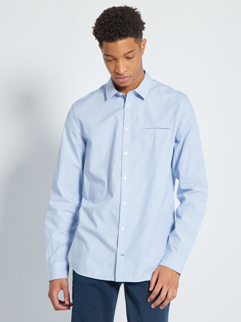 Camisa algodão fio a fio +1,90 m Azul - Kiabi