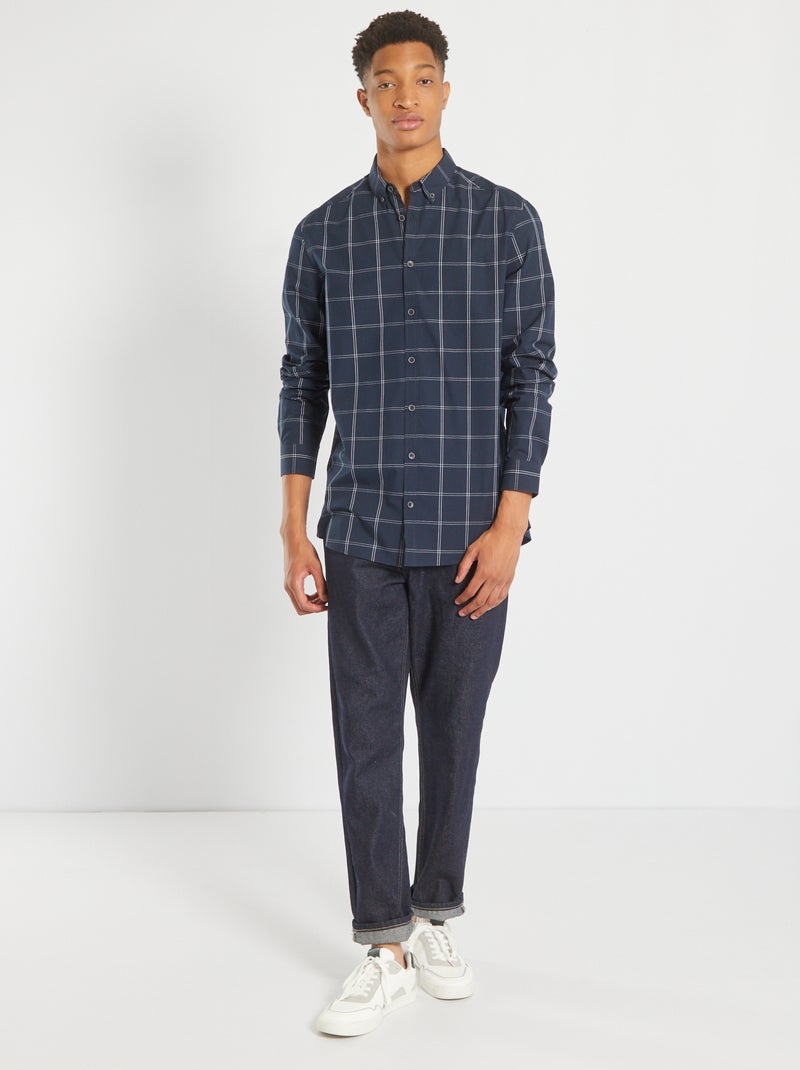 Camisa aos quadrados +1,90 m AZUL - Kiabi