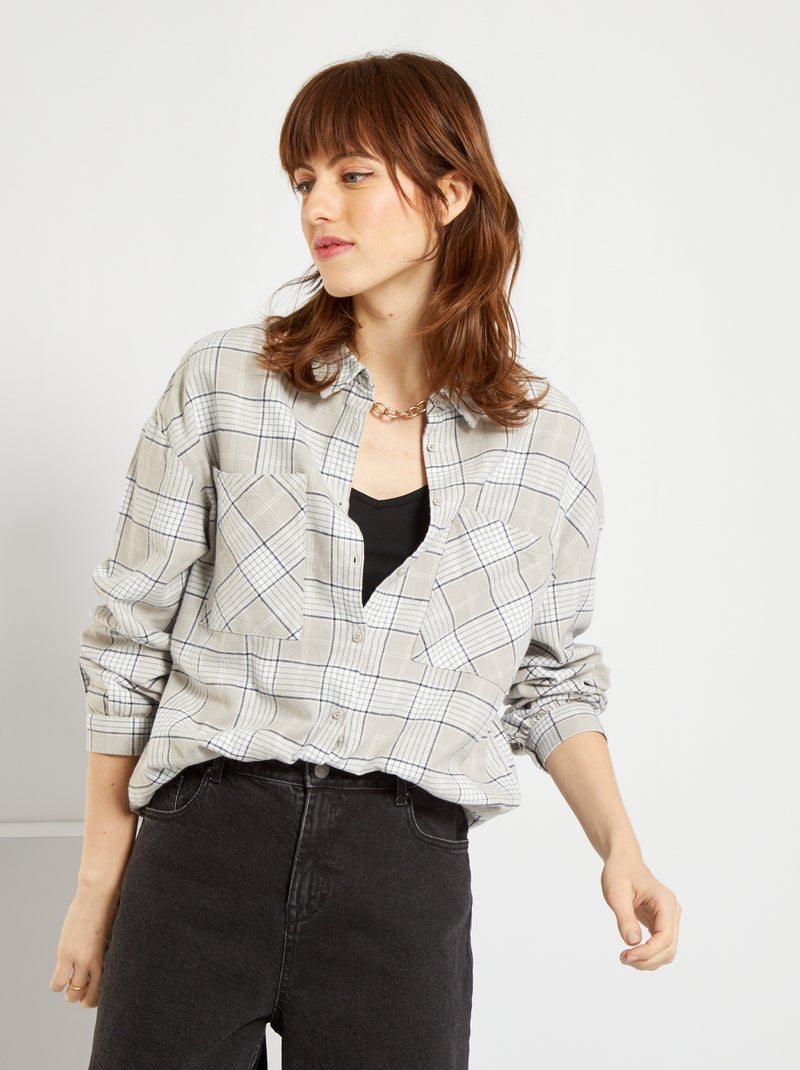 Camisa aos quadrados AZUL - Kiabi