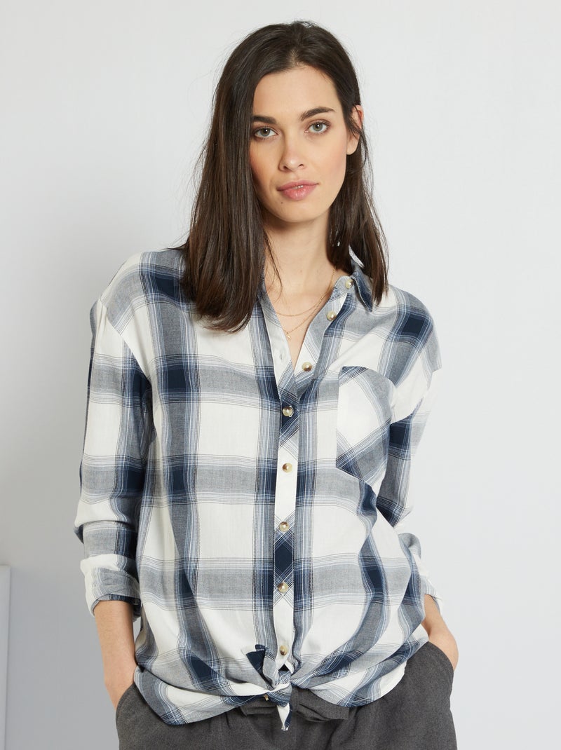 Camisa aos quadrados AZUL - Kiabi