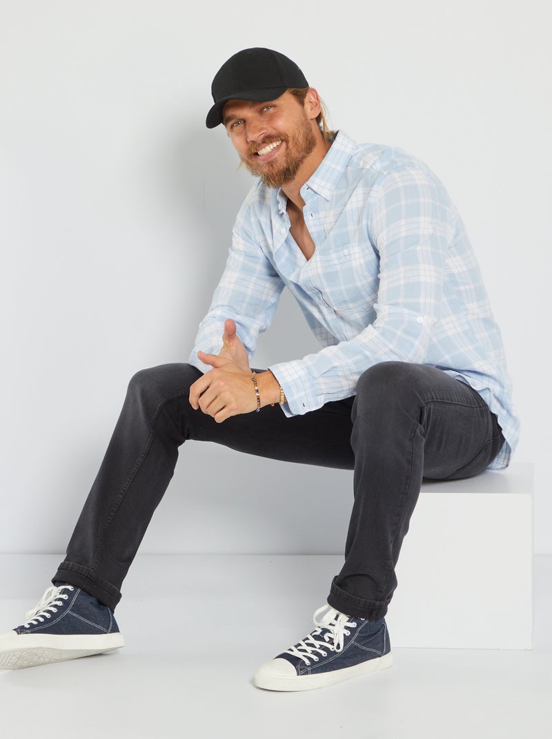Camisa aos quadrados AZUL - Kiabi