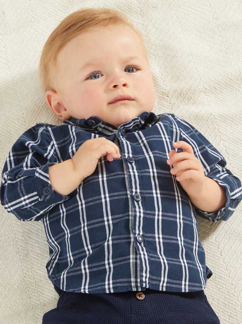 Camisa aos quadrados AZUL - Kiabi
