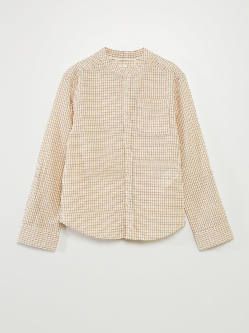 Camisa aos quadrados BEGE - Kiabi