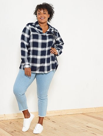 Camisa aos quadrados bordada - Kiabi