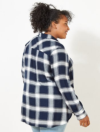 Camisa aos quadrados bordada - Kiabi