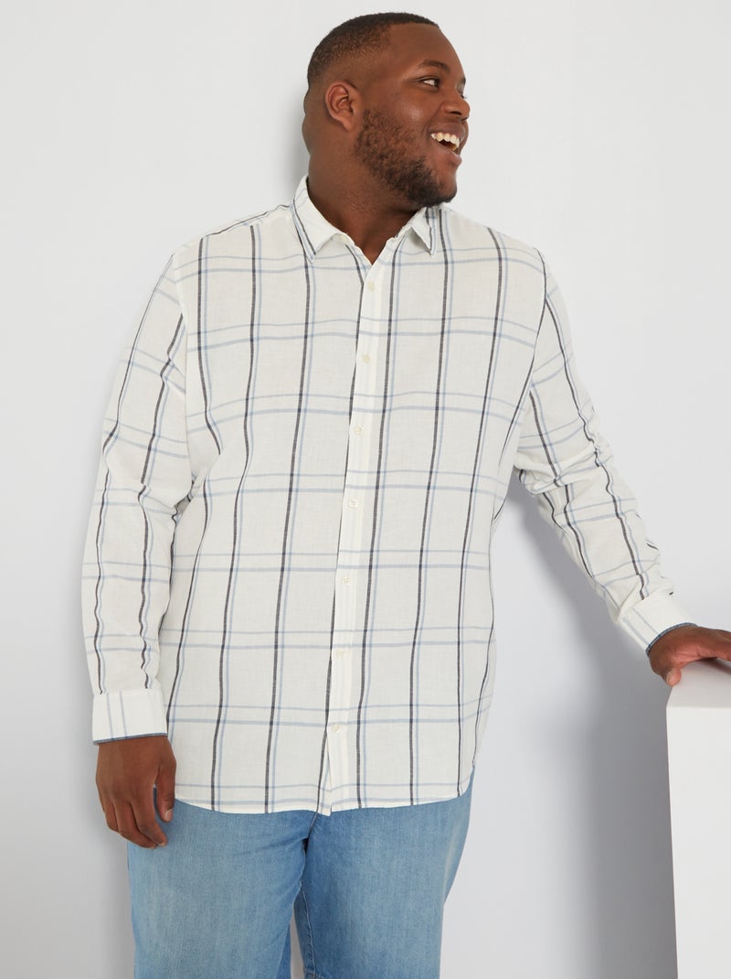 Camisa aos quadrados BRANCO - Kiabi