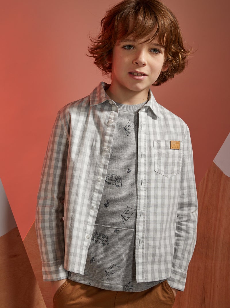 Camisa aos quadrados CINZA - Kiabi