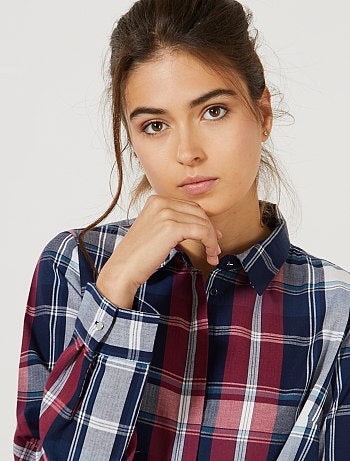 Camisa aos quadrados colorida - Kiabi