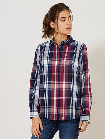 Camisa aos quadrados colorida - Kiabi