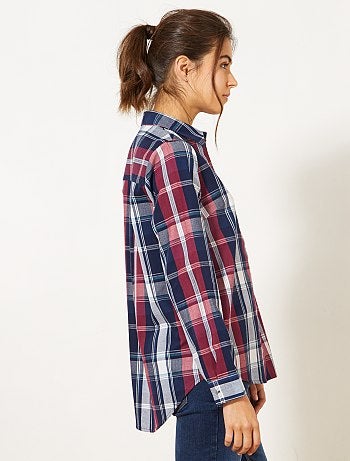 Camisa aos quadrados colorida - Kiabi