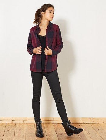 Camisa aos quadrados colorida - Kiabi