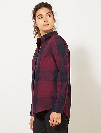 Camisa aos quadrados colorida - Kiabi