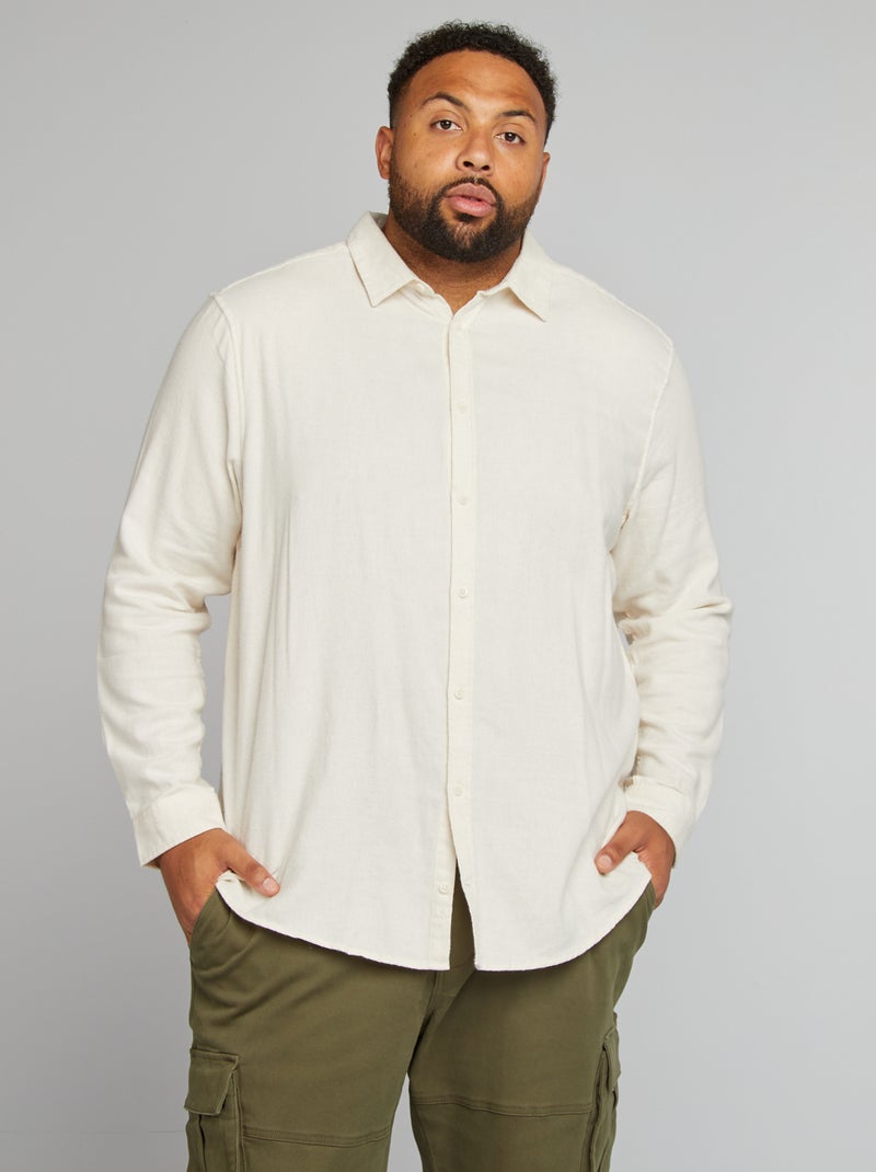 Camisa aos quadrados de flanela BRANCO - Kiabi