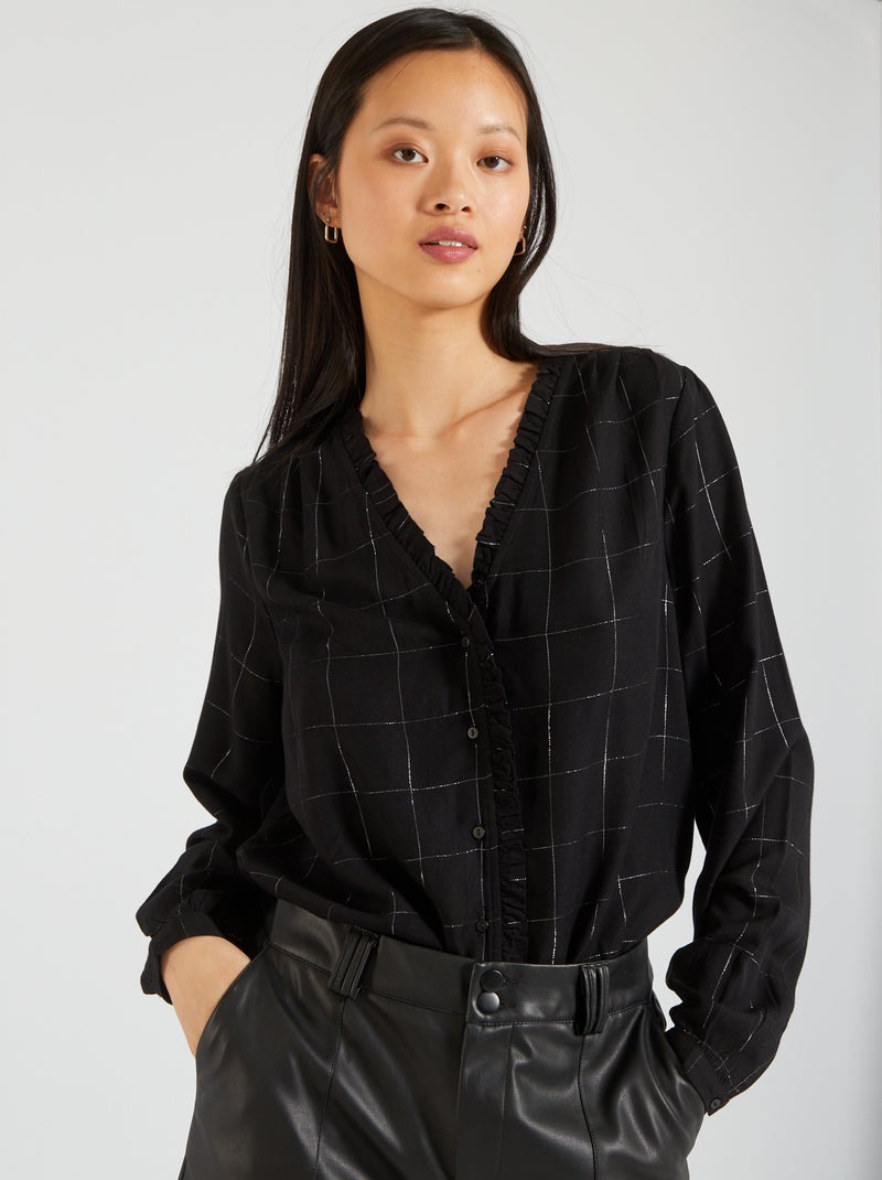 Camisa aos quadrados e colarinho de fantasia PRETO - Kiabi