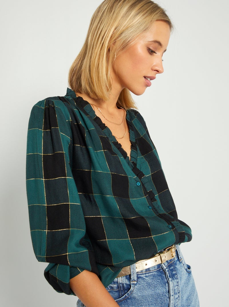 Camisa aos quadrados e colarinho de fantasia PRETO - Kiabi