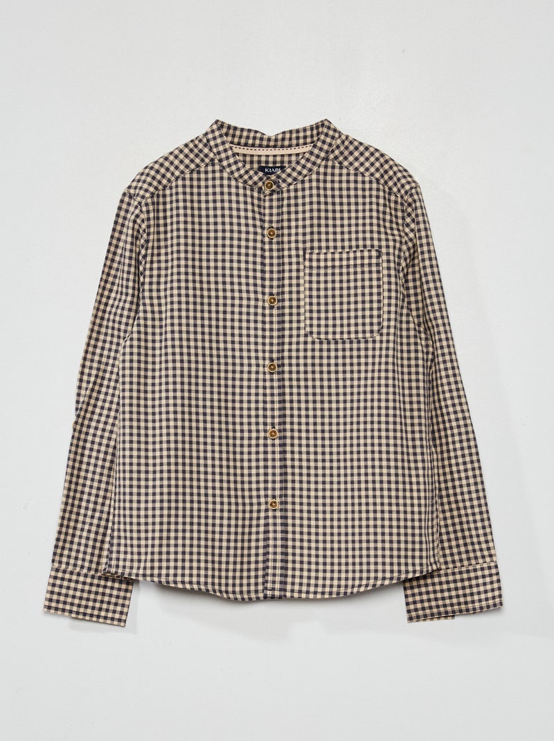 Camisa aos quadrados e gola mao AZUL - Kiabi