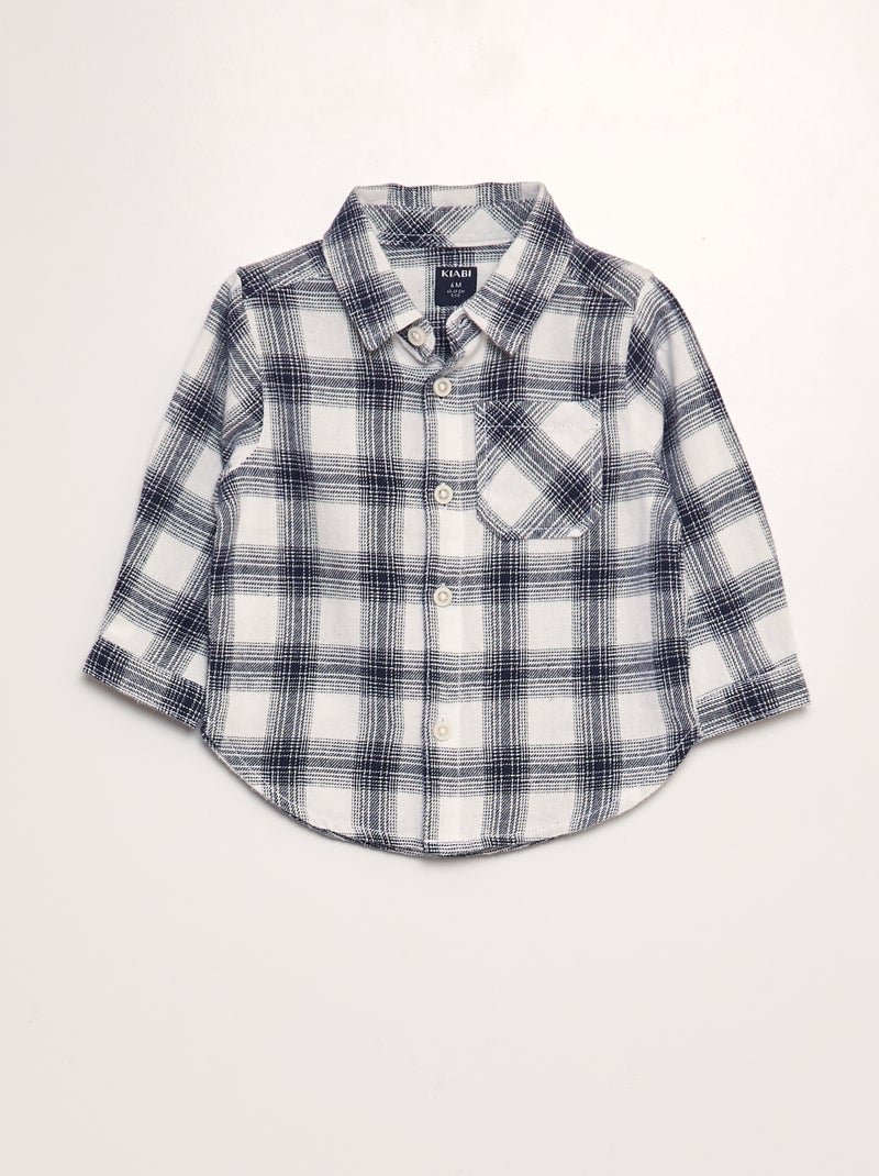 Camisa aos quadrados em flanela PRETO - Kiabi