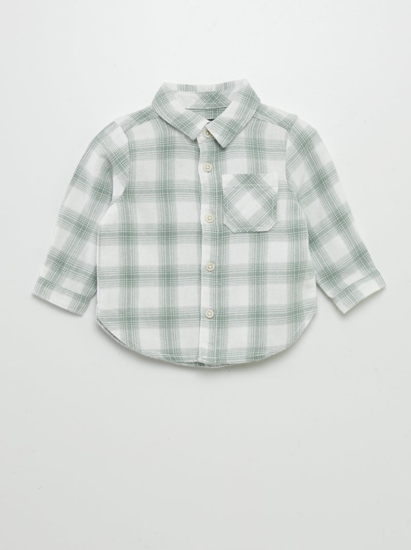 Camisa aos quadrados em flanela VERDE - Kiabi