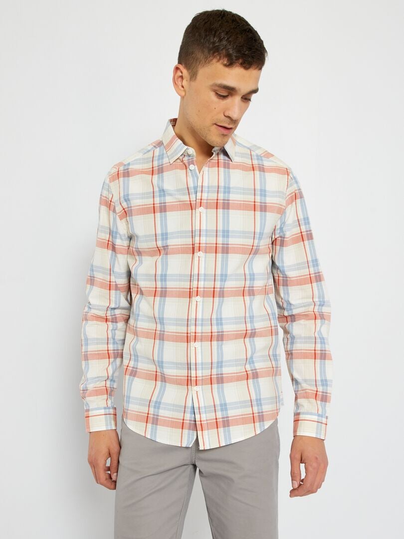 Camisa aos quadrados LARANJA - Kiabi