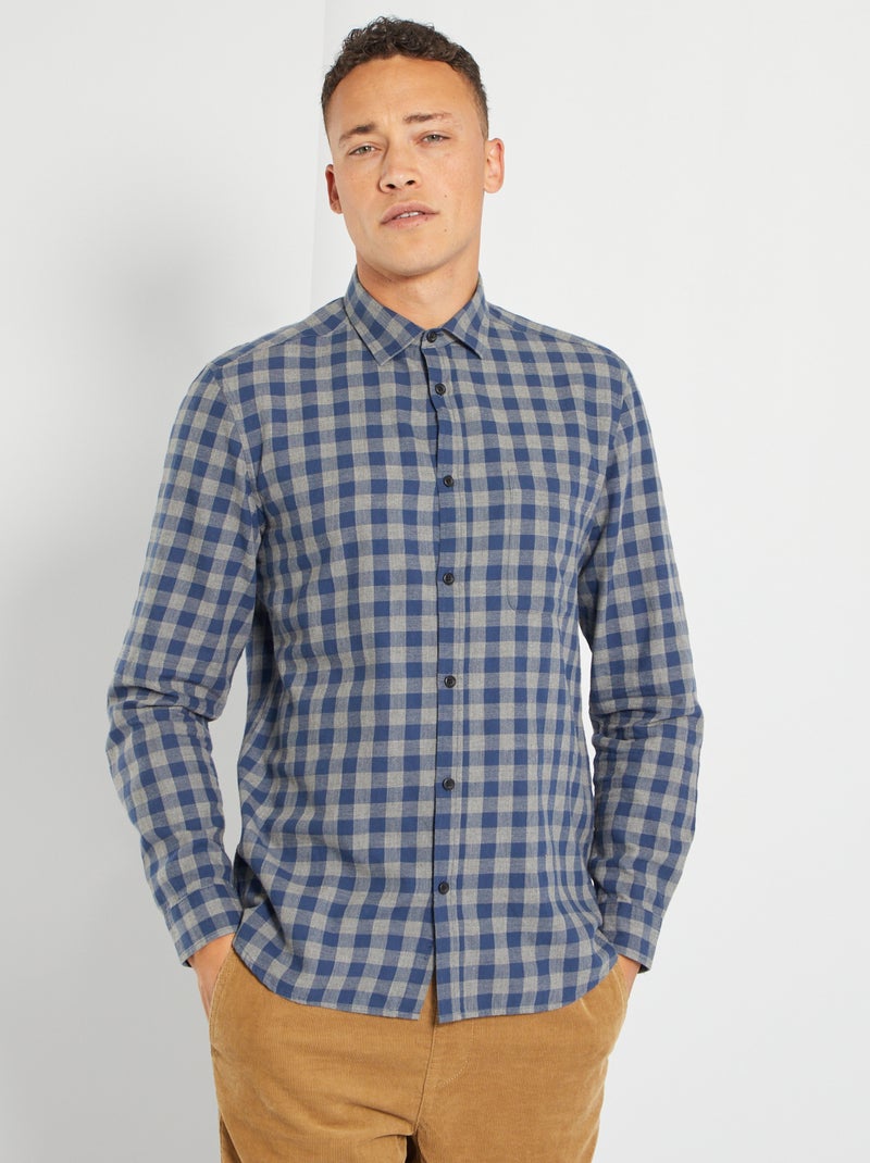 Camisa aos quadrados Quadriculado Azul - Kiabi