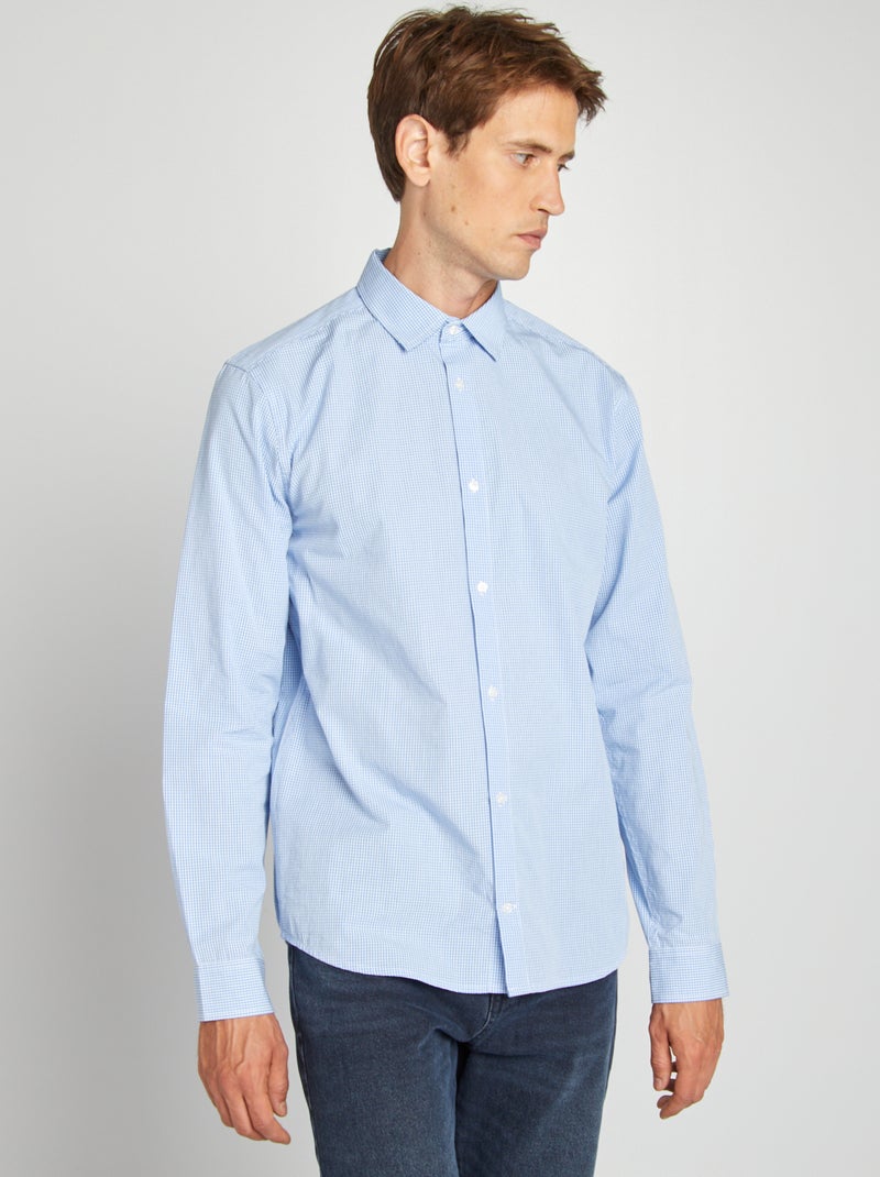 Camisa aos quadrados vichy AZUL - Kiabi