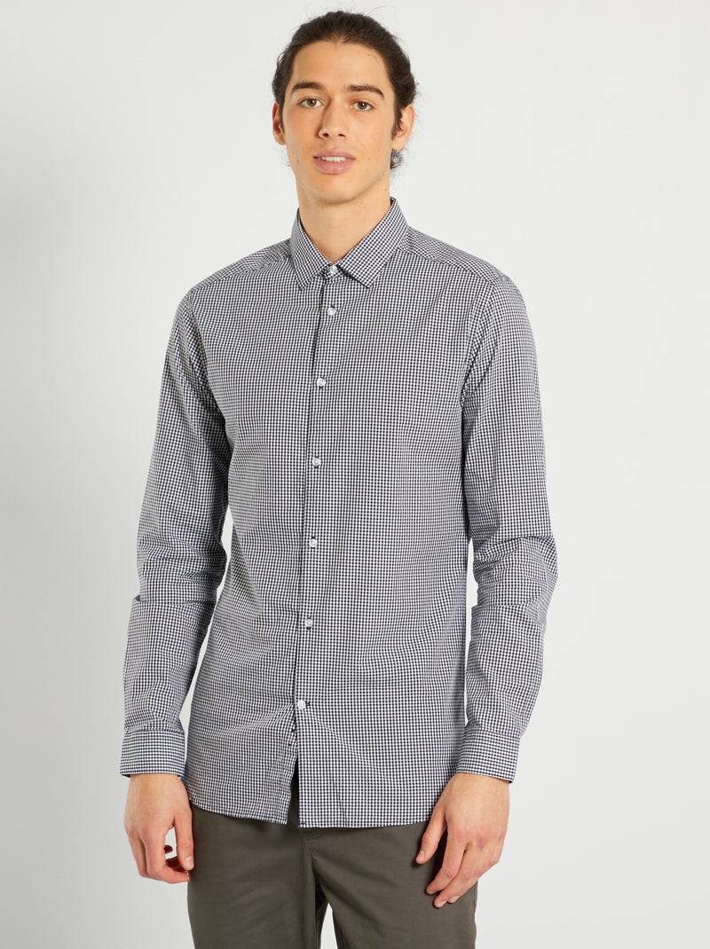 Camisa aos quadrados vichy AZUL - Kiabi