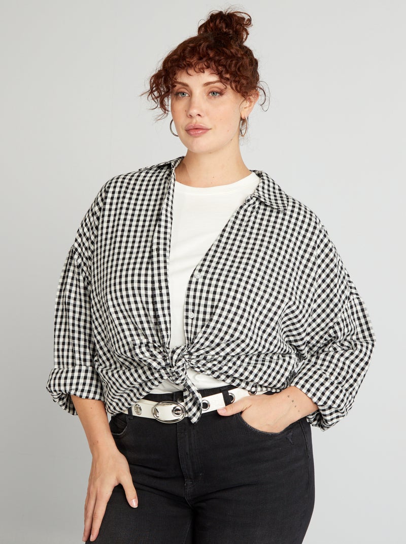 Camisa aos quadrados vichy BRANCO - Kiabi