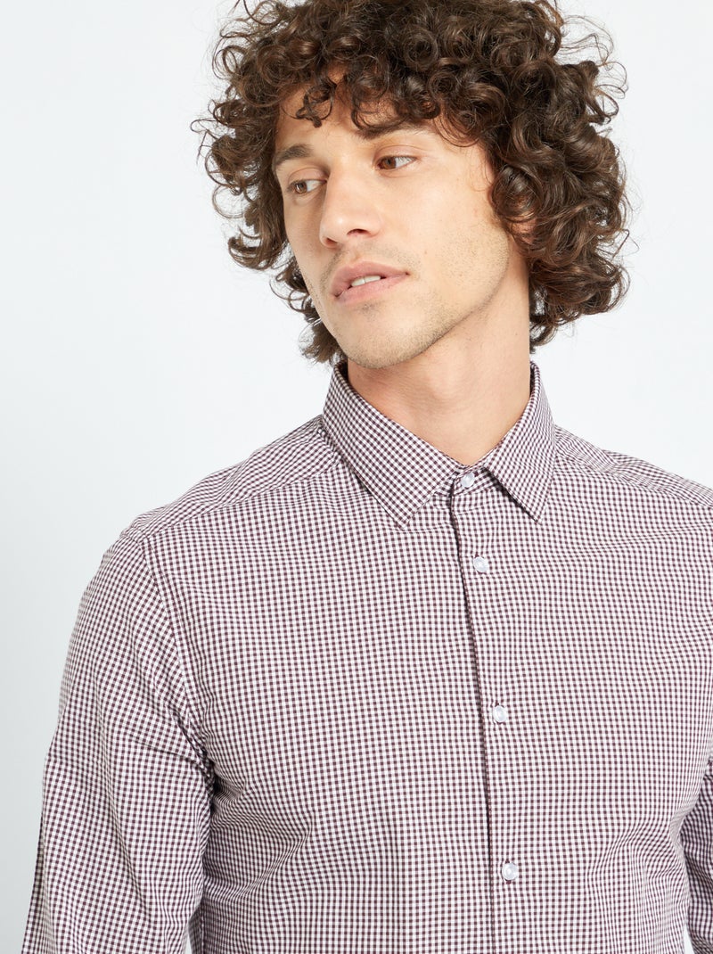 Camisa aos quadrados vichy ROXO - Kiabi