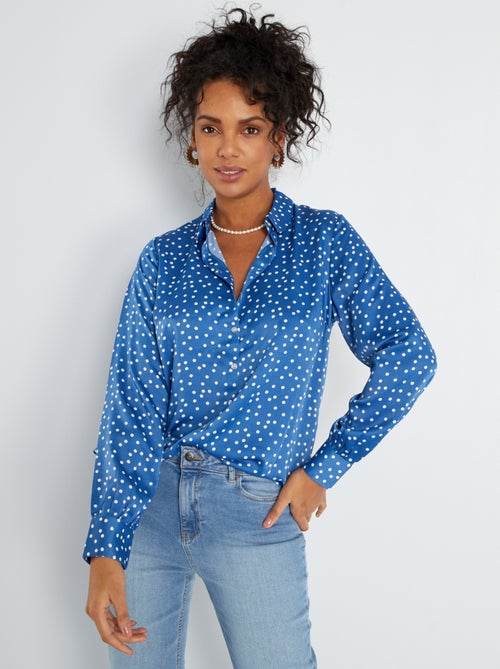 Camisa às pintas em cetim - Kiabi