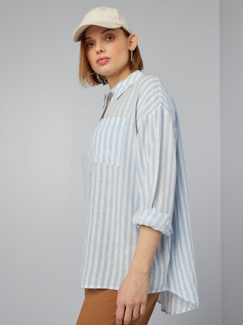 Camisa às riscas AZUL - Kiabi