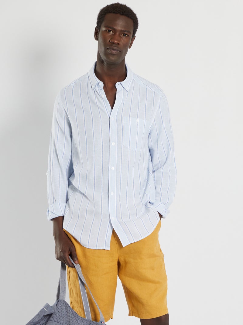 Camisa às riscas AZUL - Kiabi