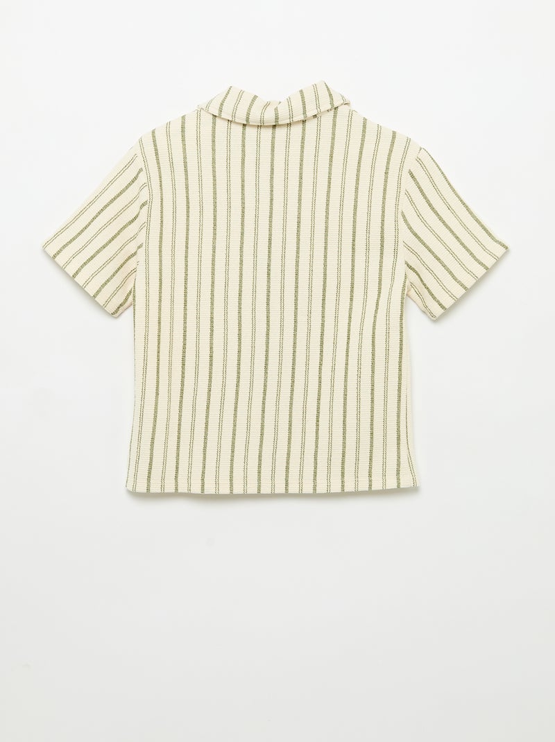 Camisa às riscas Beige - Kiabi