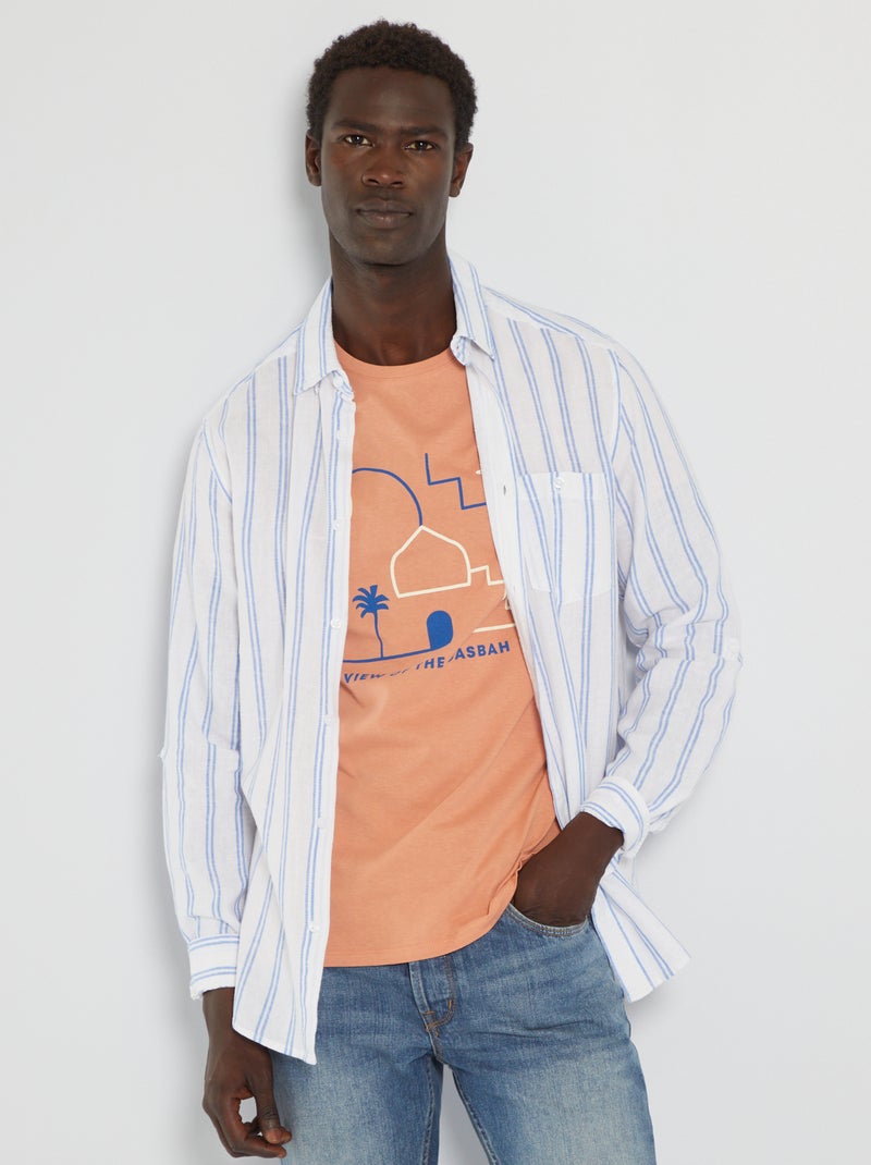 Camisa às riscas BRANCO - Kiabi