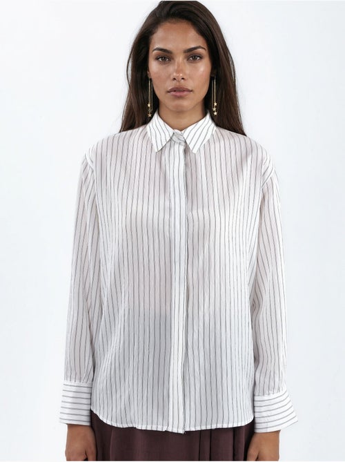 Camisa às riscas casual com botões busem - Kiabi