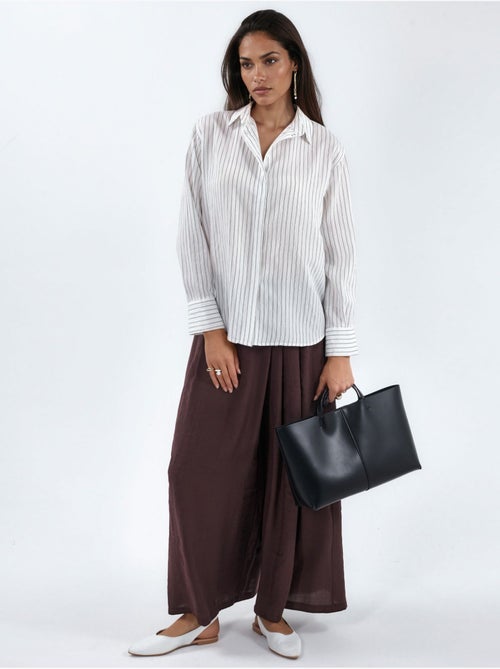 Camisa às riscas casual com botões busem - Kiabi